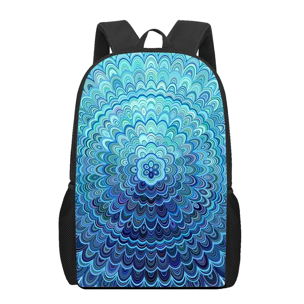 Mandala kwiat totem art 3D wydrukowano torba na książki mężczyźni 16 Cal plecak dla nastoletnich chłopców przedszkole Bagpack dzieci Mochila