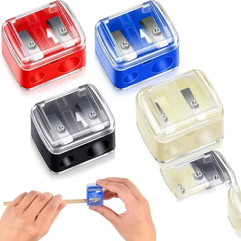 Temperamatite a doppio foro Matita per trucco Temperamatite di precisione meccanico multiuso per materiale scolastico per ufficio cosmetico