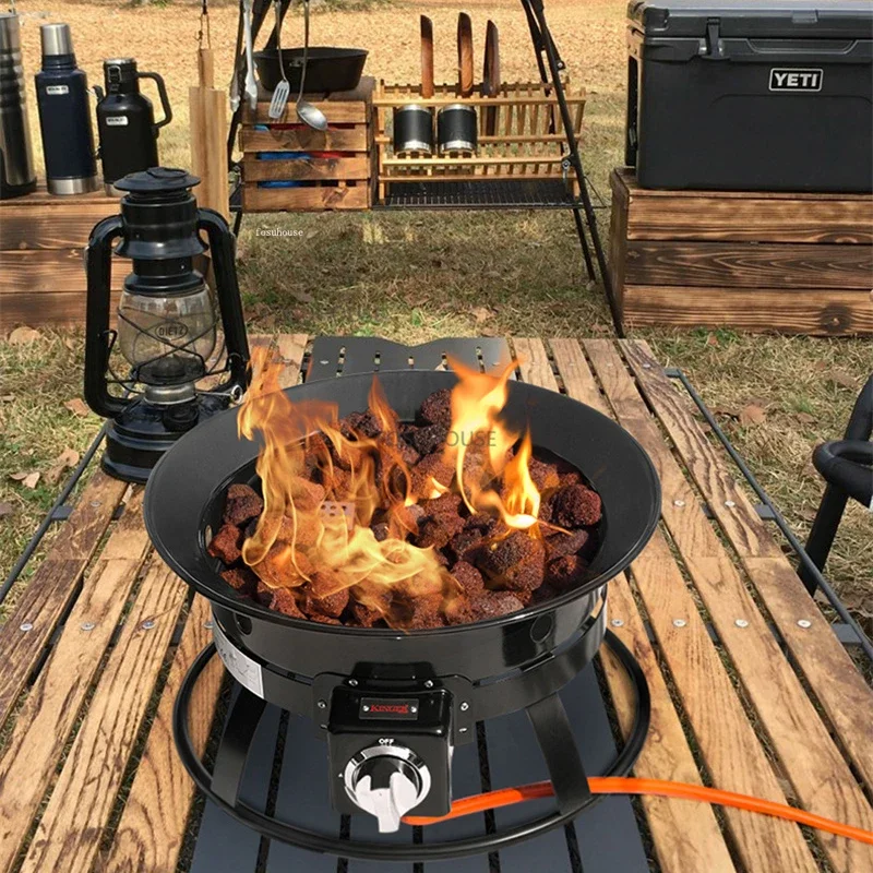 Modern Iron Art Fires Pit for Outdoor Heaters Camping Gas Furnace Portable Creative Winter Household Courtyard Bonfire Stoves A camping fire pit
