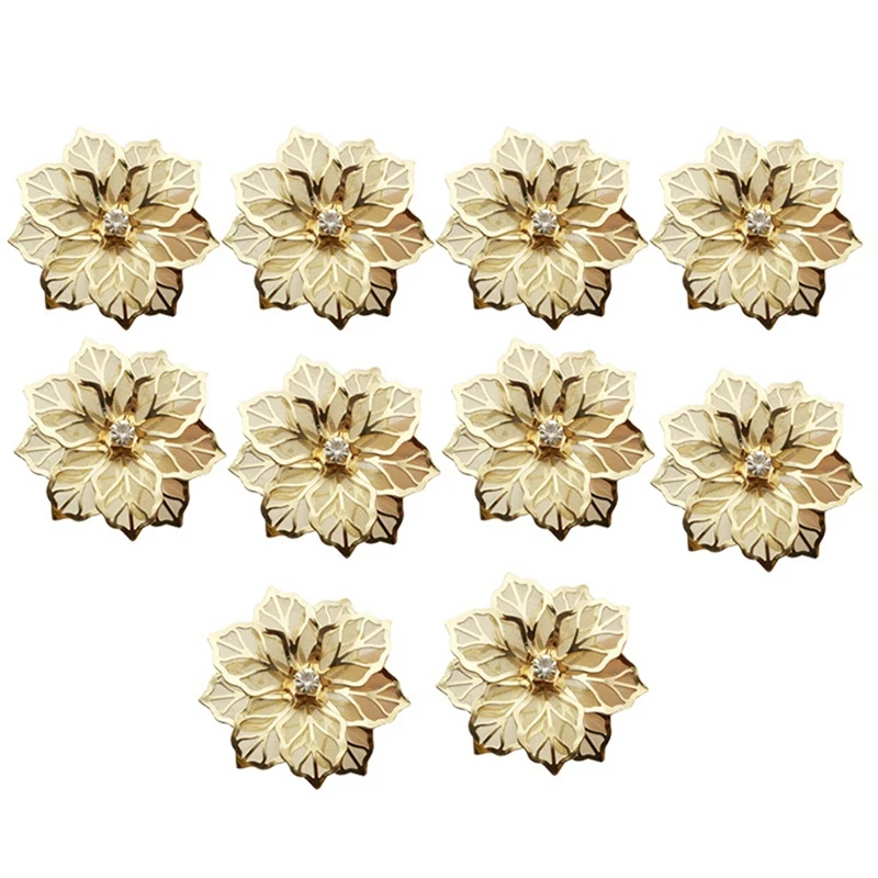 

60Pcs Flower Design Napkin Rings Metal Gold Napkin Buckle Napkin Ring Holder