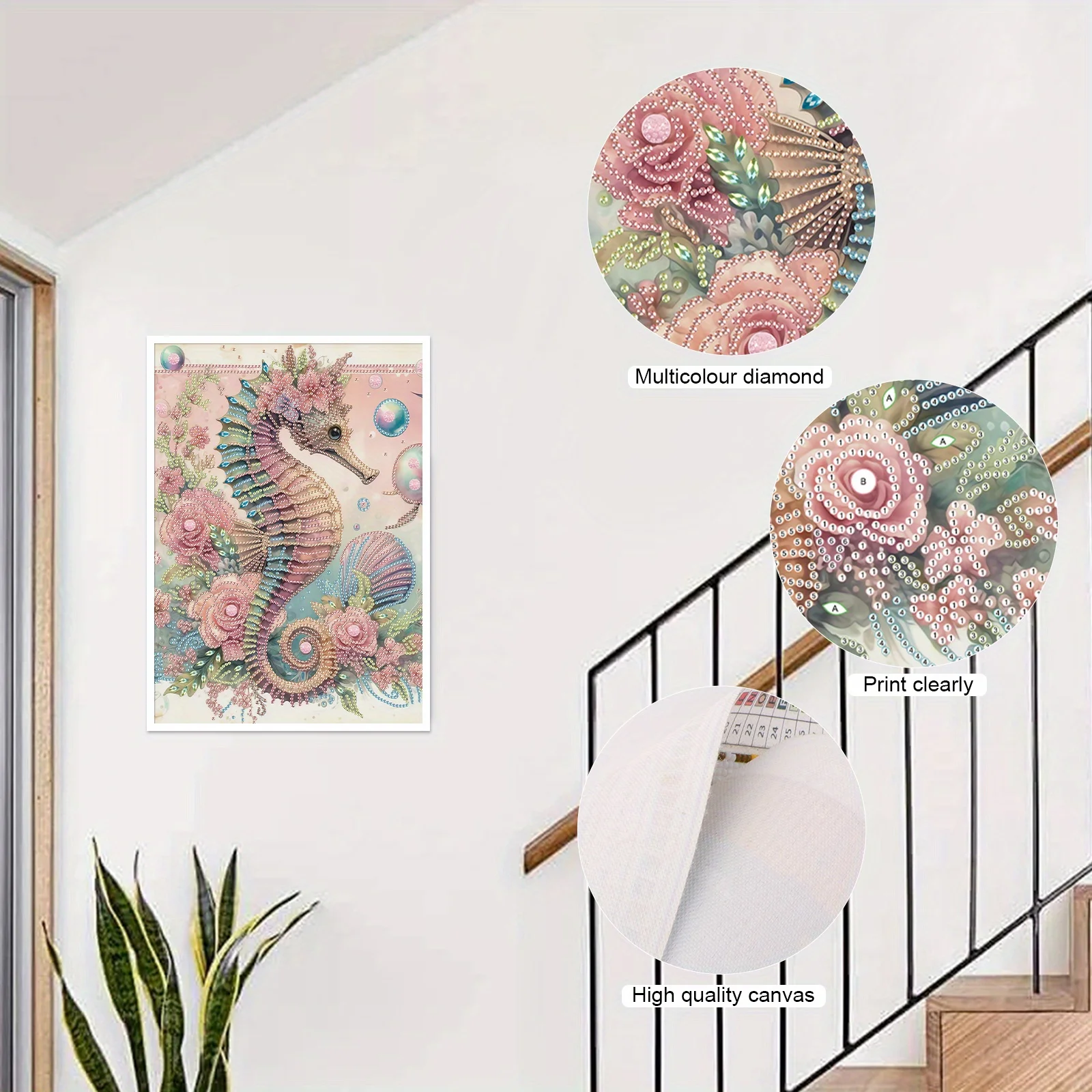 DIY Colorful seahorse 5D Special Shape Diamond Art Kits for Beginners,Diamond Art Painting Kits for Home Wall Decoration Gift