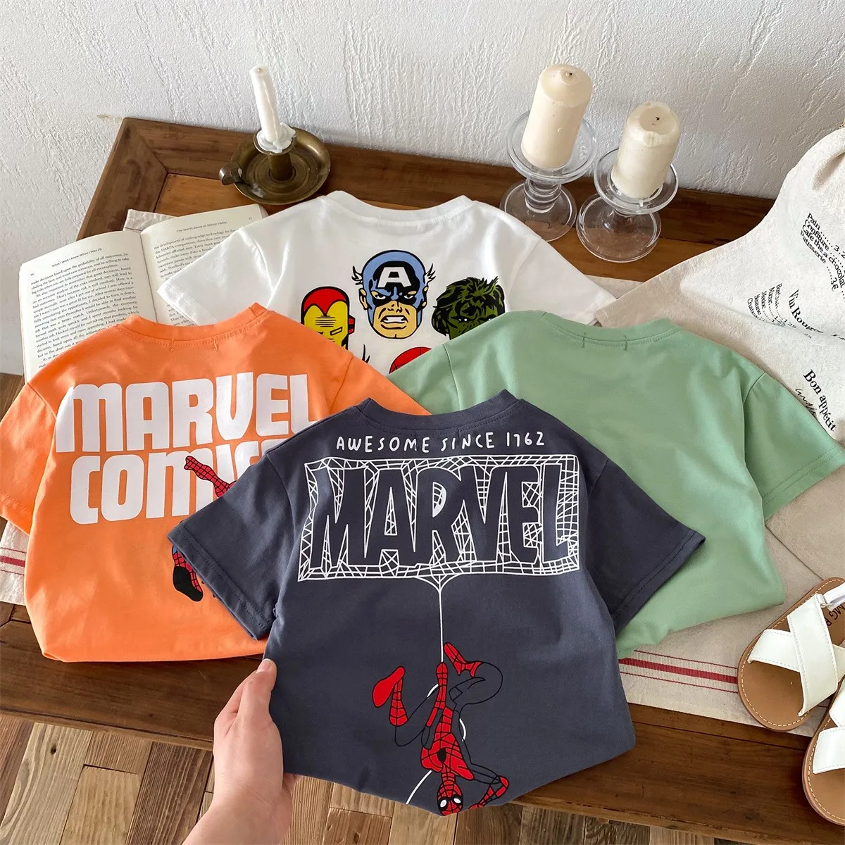 Cartoon Pattern Boy's Clothes T Shirt Short Sleeve Tops Summer Thin Loose Boutique Fashion Casual T-shirt Children's Wear Tees 2