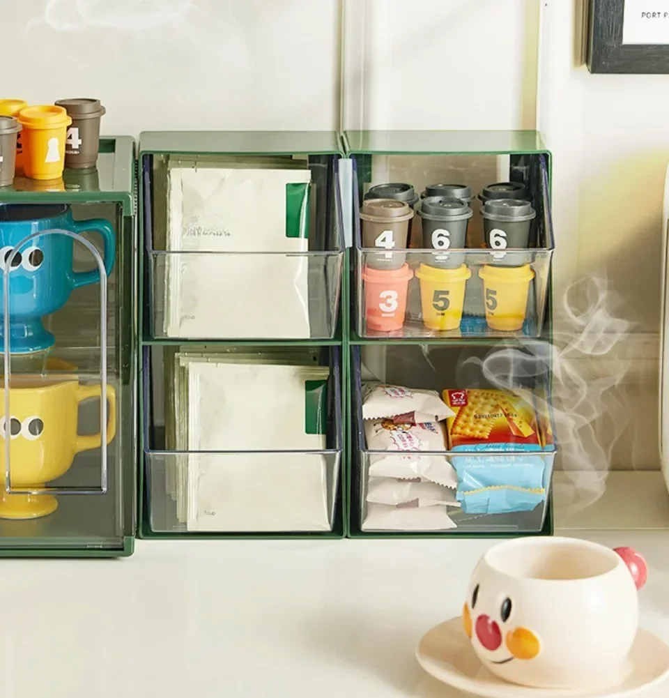 Description Picture 5 of itemDesktop Storage Rack Tea Bag Organizer Drawer Rack Lipstick Cosmetics Transparent Office Home Kitchen Organizer Coffee Storage