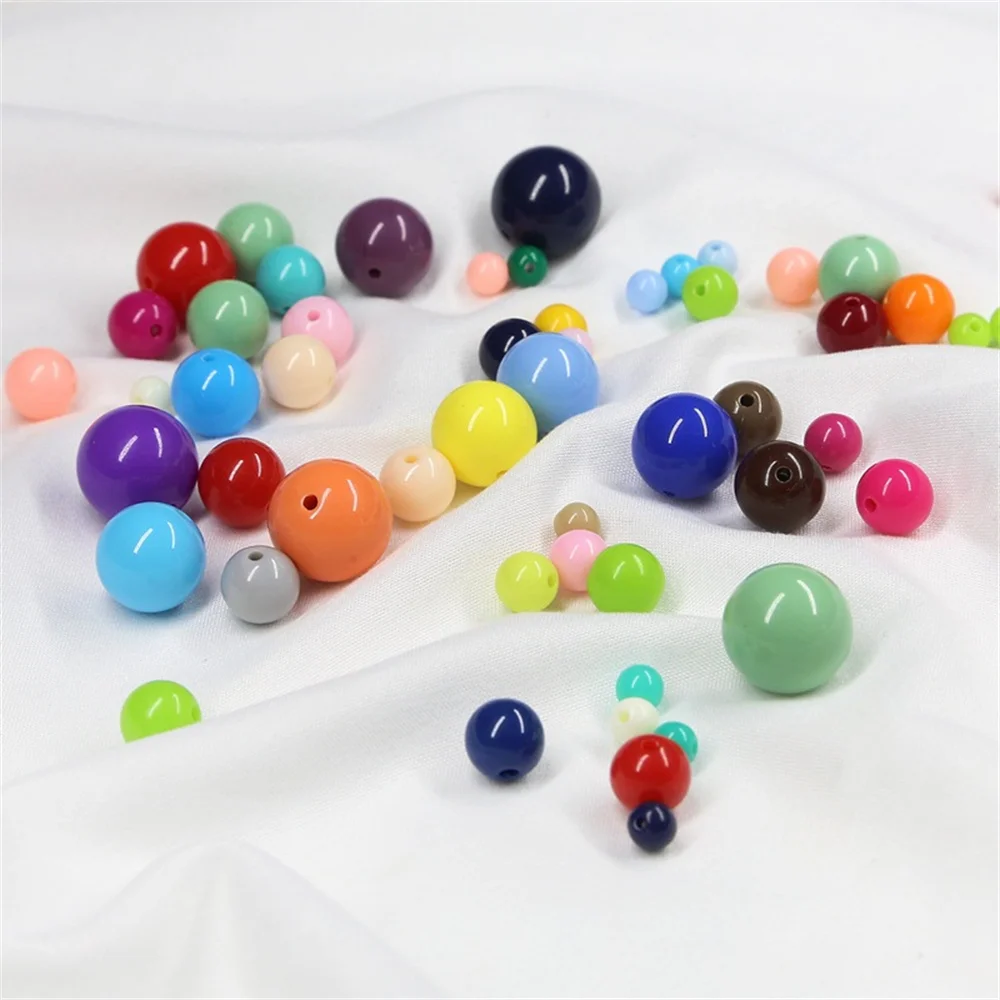 6mm 8mm 10mm Acrylic Round Beads Loose Balls Spacer beads Needlework Jewelry Making