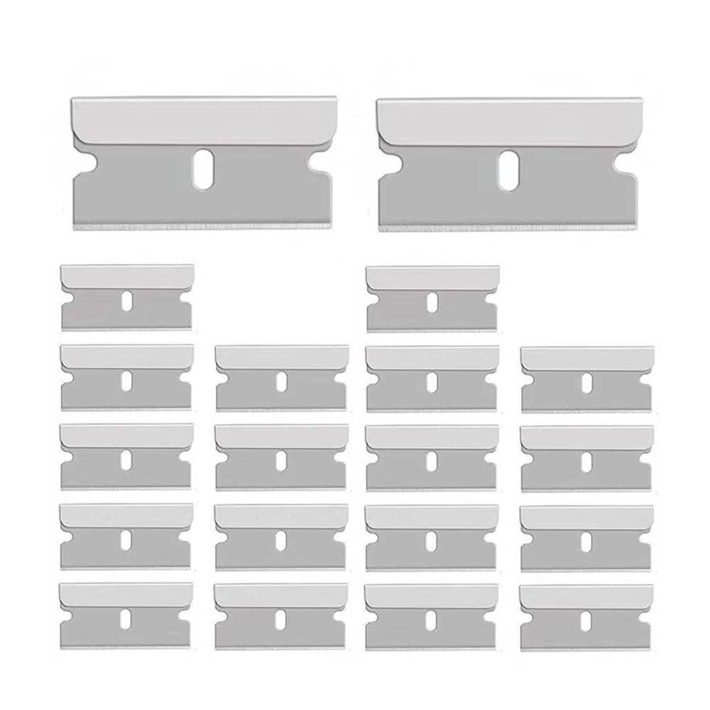 Razor Blade Scraper Spare Blades Plastic Stainless Steel Blades Car Stickers Glue Remover Cleaner Glass Window Oven Shovel 20pcs