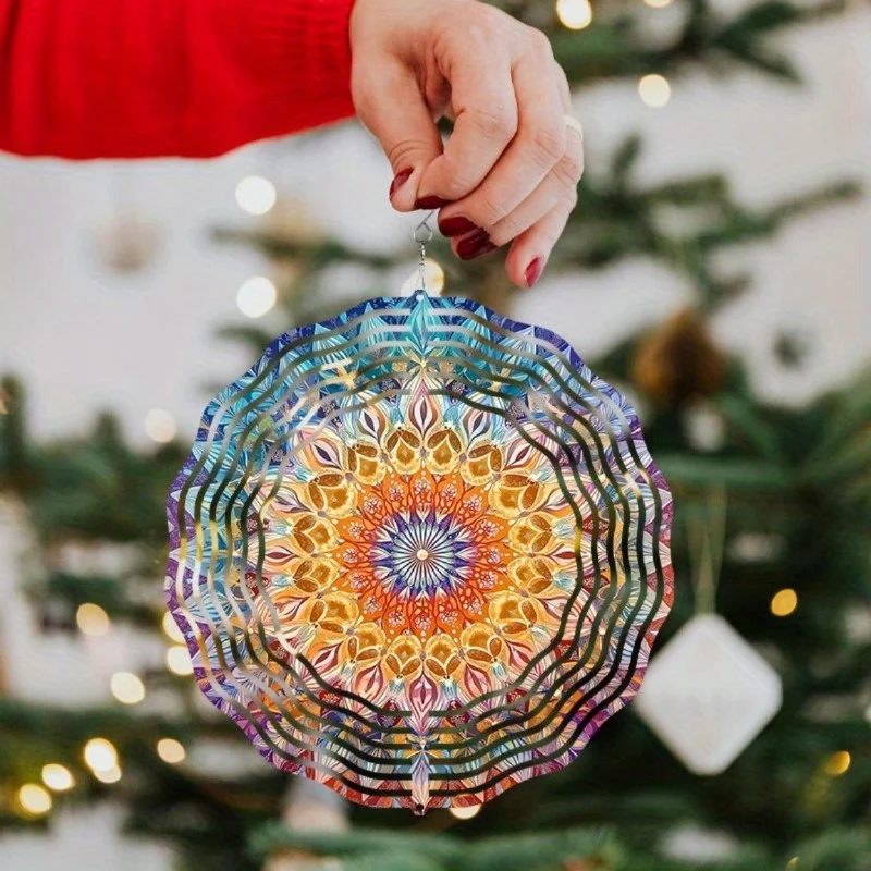 금속 윈드 스피너 10인치 야외 장 풍경종, 정원 마당 발코니용 360도 회전 고리, 사계절 선물