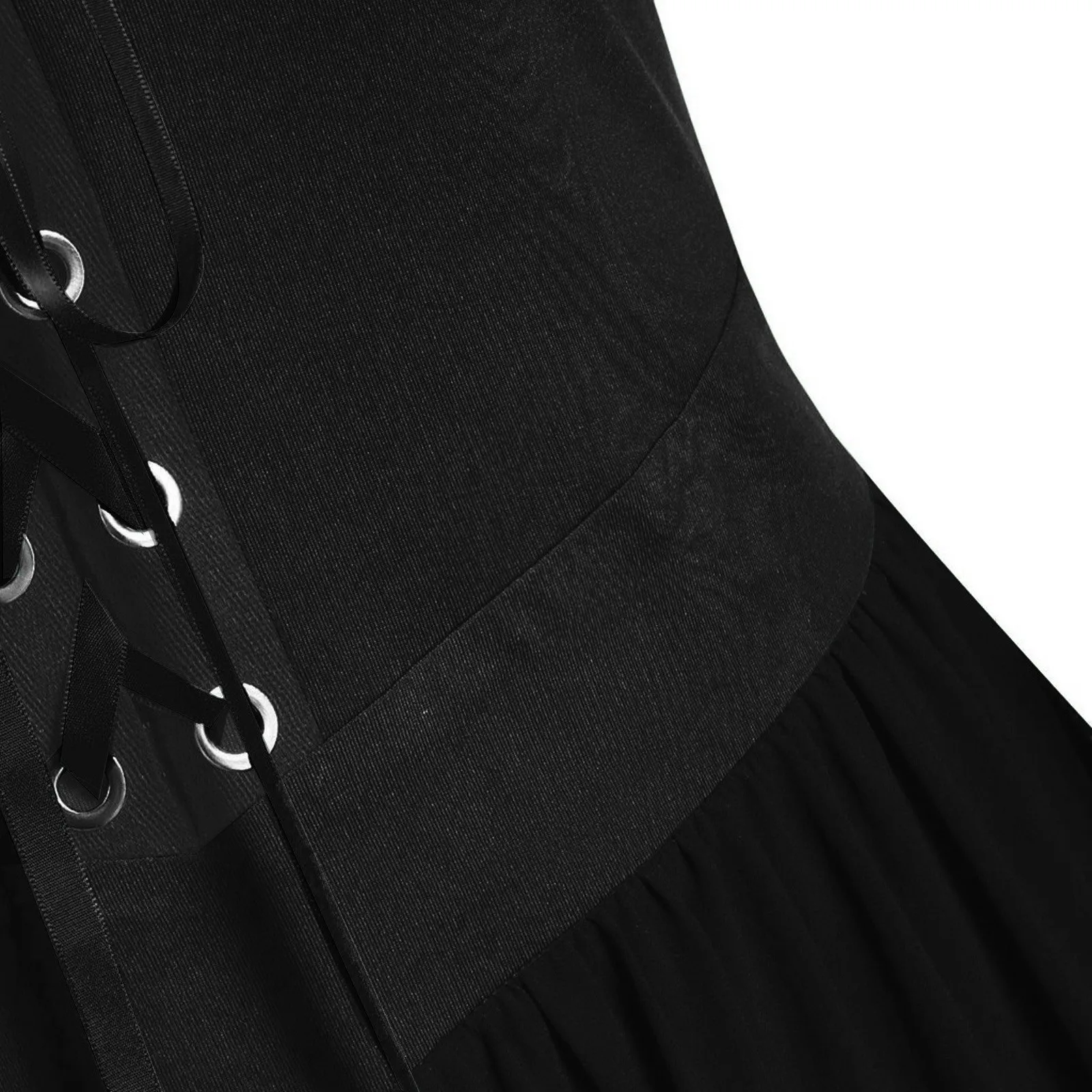 Damenmode Halloween Hexe Cosplay Kostüme Gothic Schulterfrei Schnürverband Mesh Sheer A-Linie Langes Kleid Partykleidung – Detail 21