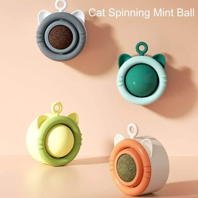 

Natural Catnip Cat Rotatable Catnip Toy Wall Mounted Cat Licking Nutrition Catnip Ball Cat Teeth Cleaning With Hanger Hole