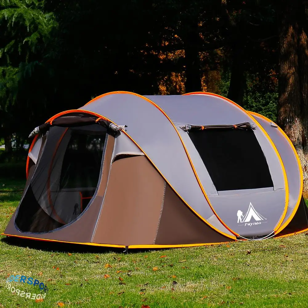 thumbnail image 2 of 3-4 Person Quick Setup Dome Tent - Automatic Pop Up, Wind/Rainproof, 2 Doors & Windows (Sky Blue) 2 of 13