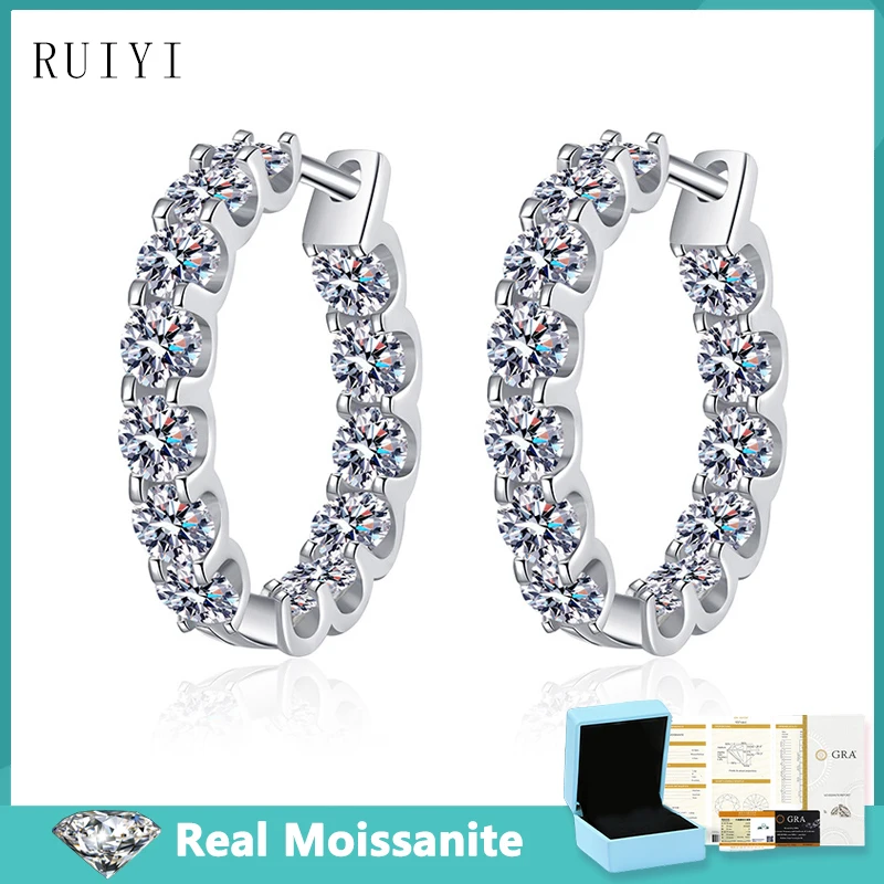 

2.6ct D Color Moissanite Fully Diamond Hoop Earrings for Women Anniversary Party Fine Jewelry Trendy Luxury S925 Silver Earring