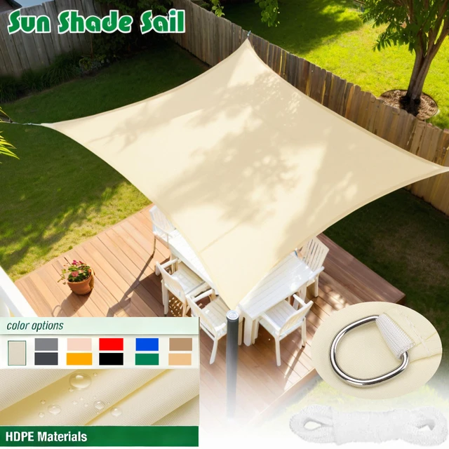 Large Rectangle Sun Shade Sail with Ropes Garden Canopy UV Block Shelter Outdoor Shade Cover For Patio Yard Pool