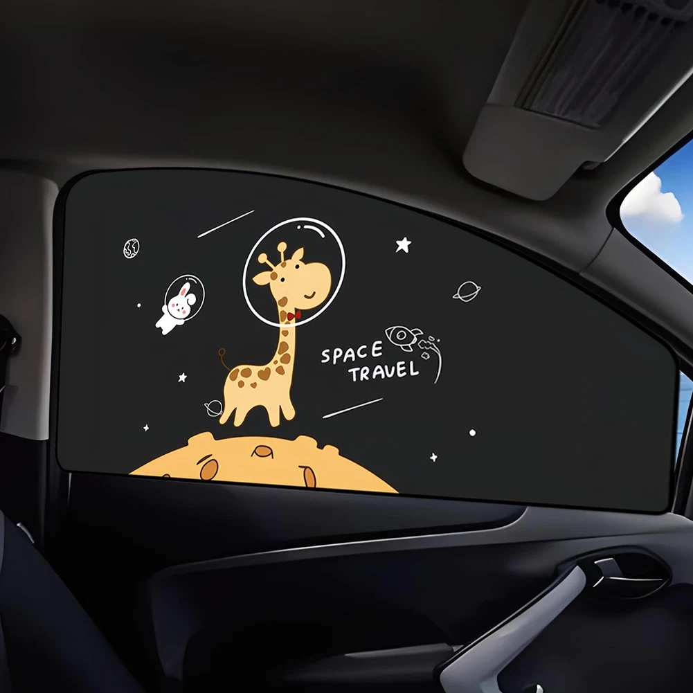 Car Side Window Sun Shade Cartoon Side Window Sunshade Cute Giraffe Magnetic Auto Sunscreen Curtain Foldable Car Side Window Curtain for Kid Baby Children magnetic window shade car sunshade set sunshade privacy screen