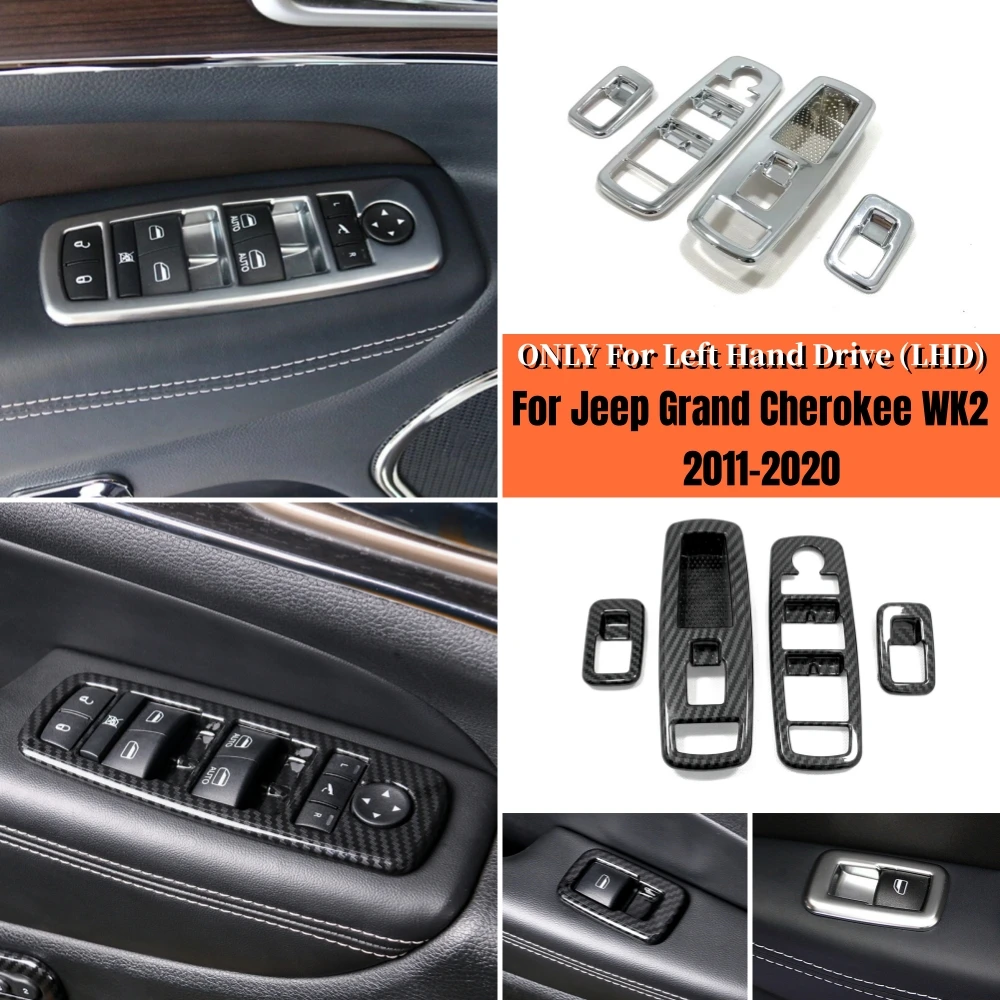 

ABS Plastic Chrome Car Window Glass Lift Switch Button Cover Trims For Jeep Grand Cherokee WK2 2011-2018 2019 2020 Accessories