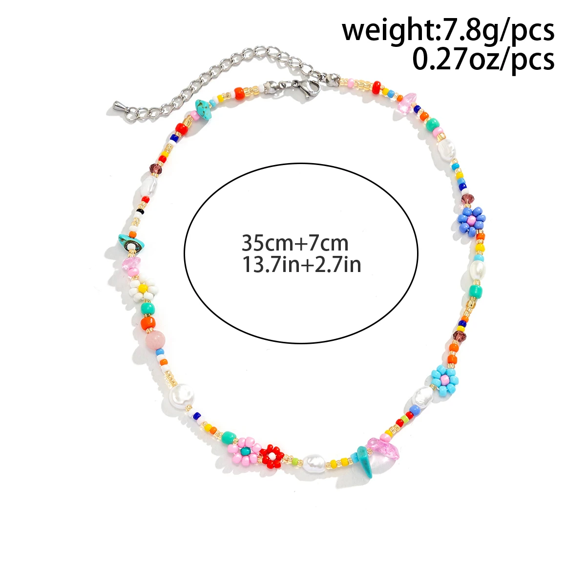 Salircon Boho 여러 가지 빛깔의 손으로 짠 씨앗 구슬 꽃 초커 트렌드 Y2K 모조 진주 칼라 목걸이, 여성 파티 쥬얼리
