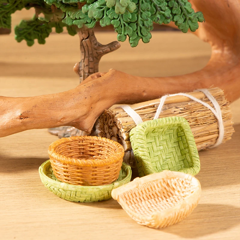 1Pc/1Set Dollhouse Miniature Simulation Fish Basket Basket Chair Table Furniture Model For Doll House Accessories Decoration Toy 3