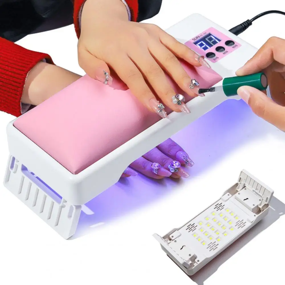 

UV Nail Lamp Dual Light Source Timing Function Hand Pillow Cure Nail Gel ABS 2-in-1 72W UV Nail Polish Dryer Lamp for Women
