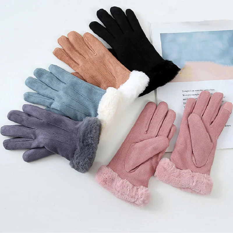 

Кожаные женские перчатки для вождения сенсорного экрана на открытом воздухе с закрытыми пальцами рукавицы на запястье зимние теплые ветрозащитные велосипедные перчатки