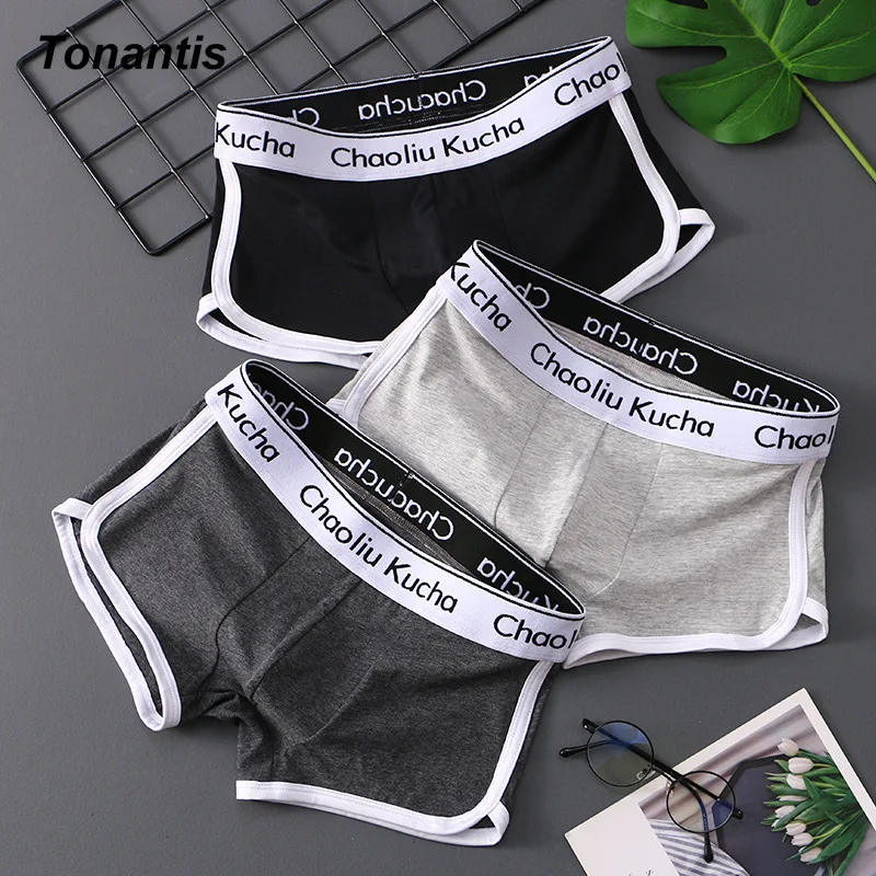 3Pcs/Set Men's Boxer Underwear Solid Color Comfortable Breathable Cotton Men Panties High Quality Plus Size Man Underpants