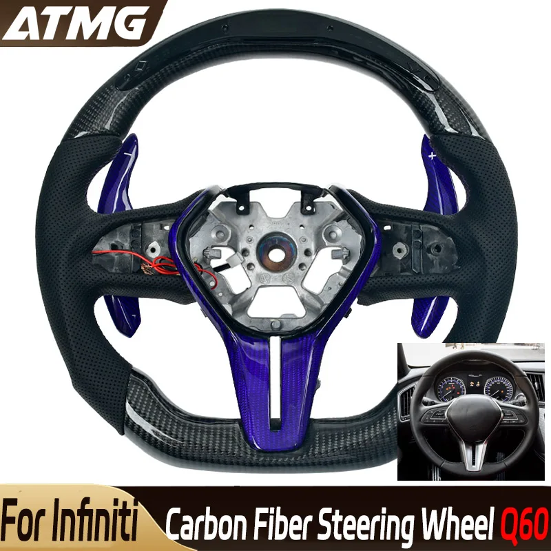 

Customized carbon fiber steering wheel Perforated leather For Infiniti Q50L QX50 QX60 QX55 Q50 Q60 car accessory