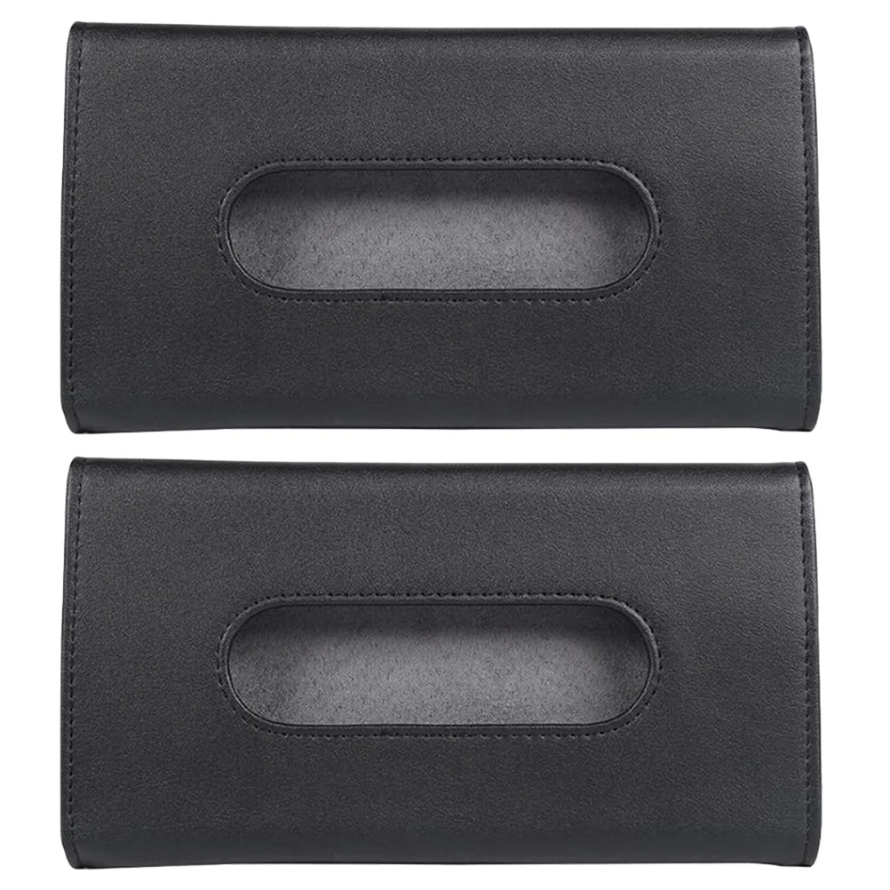 

2 Pcs Automatic Sun Visor Tissue Box Paper Towel Holder Car Case Pu for