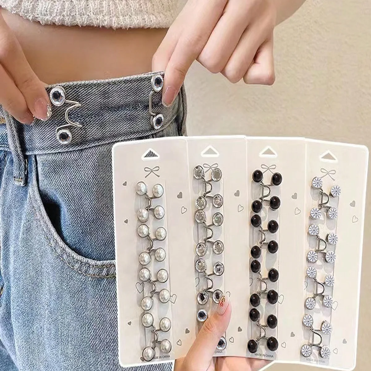 청바지 허리 조절 버클, 탈착식, 조절식, 쉬운 설치, 펀치프리 크리에이티브 허리 버클