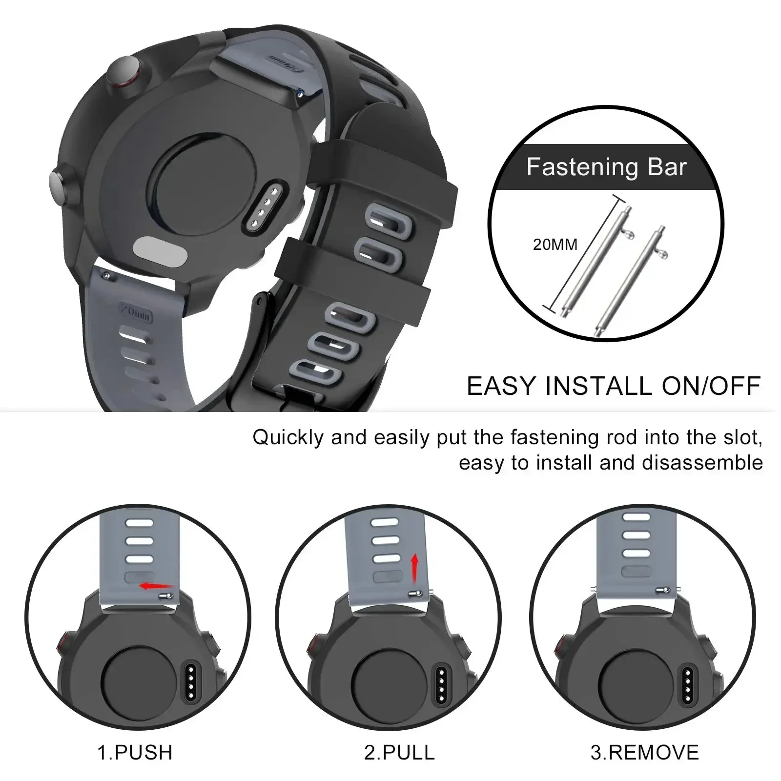 Versatile Soft Silicone Watch Band – 20/22mm Strap Bracelet in Assorted Colors