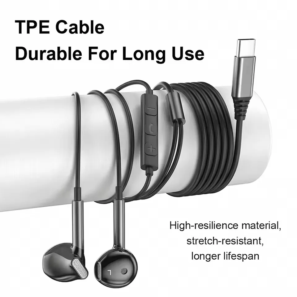 Enhanced USB Type C Wired HiFi Stereo Headphones with Mic and Volume Control