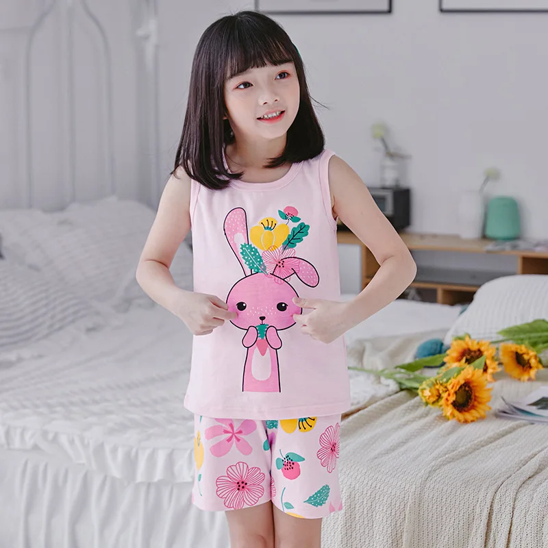 Kids Clothes Girls Child Vest Short 2pcs Cotton Cartoon Clothing Set for Boys 2 4 6 8 10 Years Children Kids Tracksuit Outfit disney clothing sets