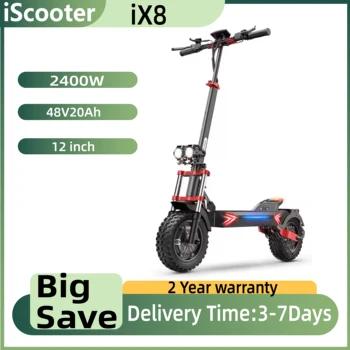 iScooter iX8 Scooter elettrico per adulti Motore 2400W Batteria 48V20Ah Pneumatici fuoristrada da 12 pollici E-scooter pieghevole