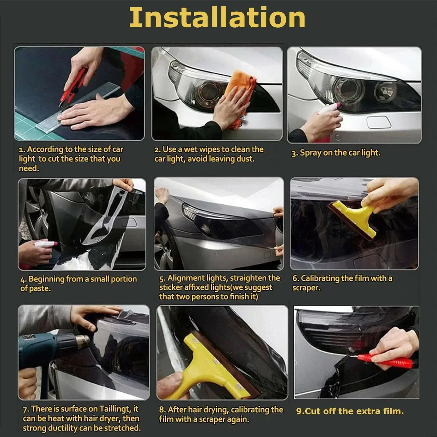 Color Changing Car Headlight Taillight Vinyl Film Wrap