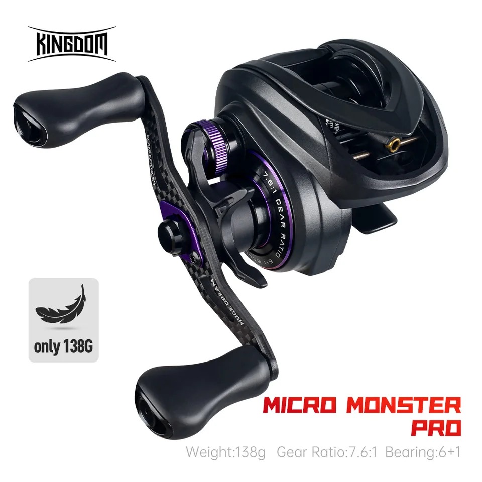 KINGDOM MICRO MONSTER PRO ベイトリール KINGDOM Micro Pro Baitcasting Fishing Reel 7.6:1 Gear Ratio 4.6kg