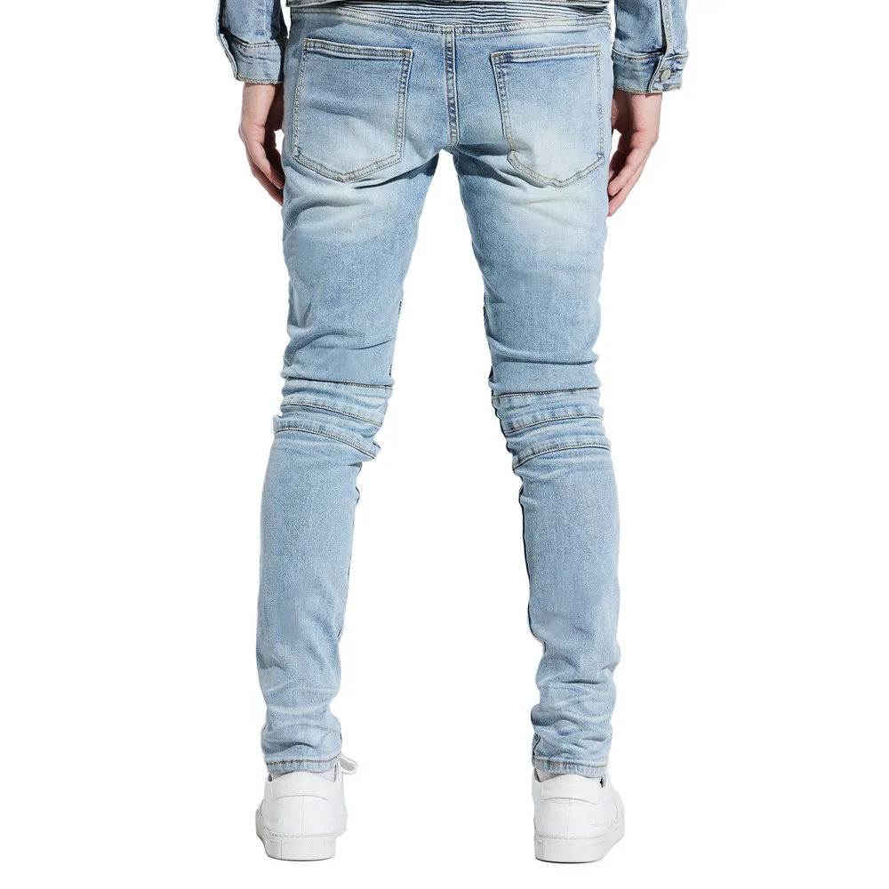 Men\'s Stretch Skinny Moto Biker Jeans Fashion Casual Denim 2022 Jeans