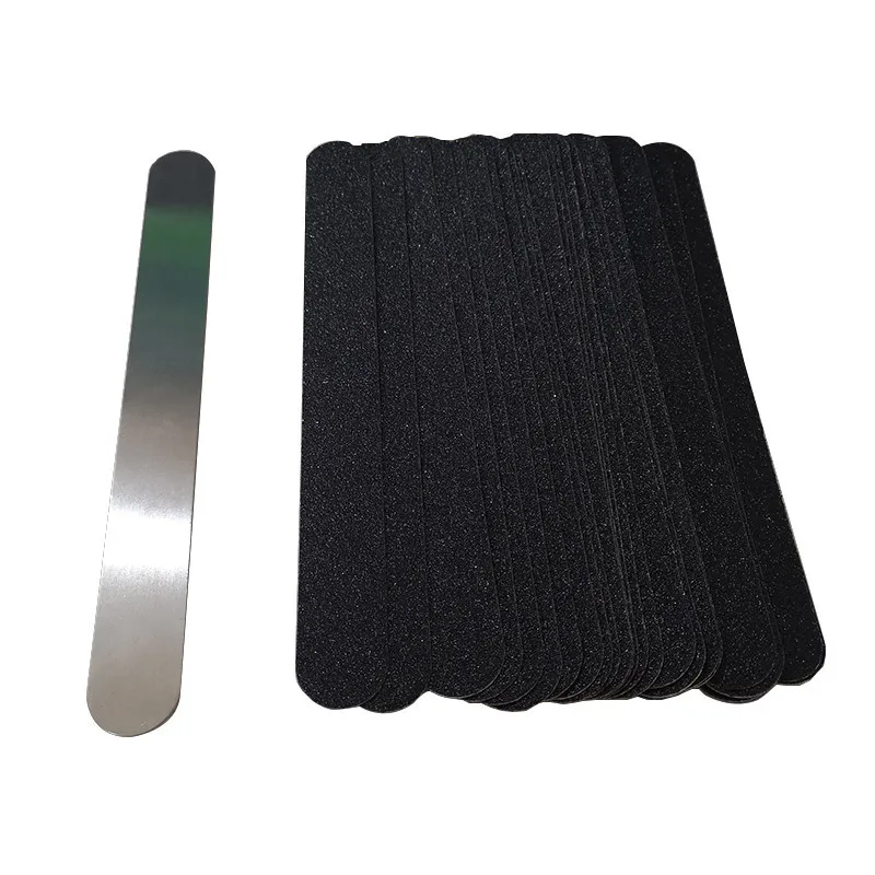 10pcs Double-sided Replacement Sand Paper Nail File With Metal Handle Nail Polish Sanding Buffer Strips Nail Polishing Manicure