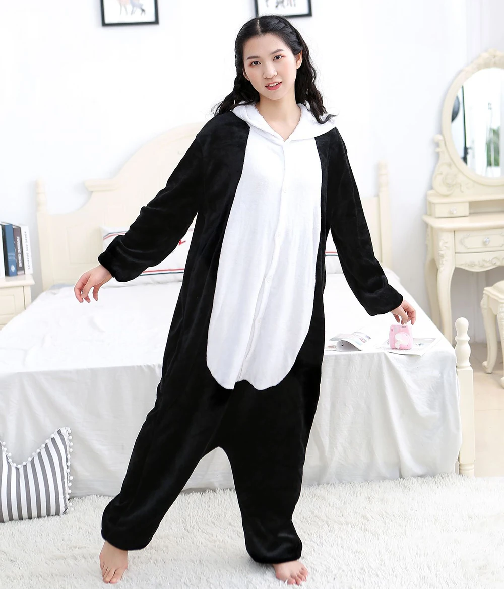 Panda Pajamas Sets Women Animal Sleepwear Suits Winter Warm Soft One Piece Pyjama Anime Onesies Couple Cosplay Costume Pijama