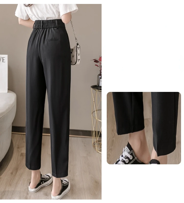 Fashion Female Pants Straight Trousers Suits S-XL New Women Pants Harajuku Suit Pants Elastic High Waist Nine Points Pants 253H flare jeans