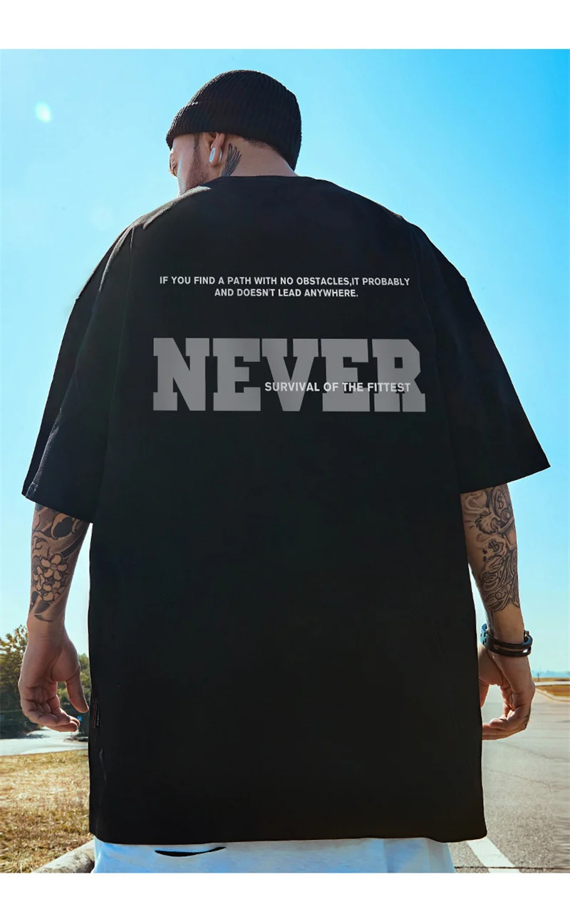 High Street Letter Never Printed Male T Shirt Summer Cotton