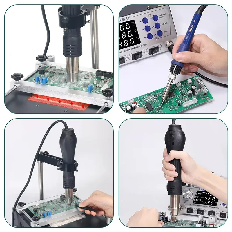 YIHUA 853AAA+ 1200W 납땜 스테이션 3 in 1 열풍기 인두 예열 탈납 스테이션 리워크 용접 수리 도구