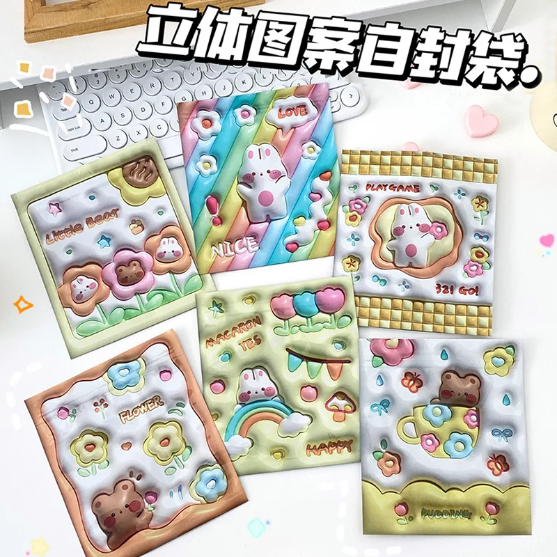 Cute cartoon hand jewelry small item storage bag with body pattern, girl's heart snacks self sealing packaging bag