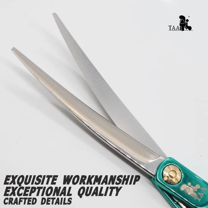 TAA Dog Scissors Professional Pet Scissors for Dog Curved 440C Alloy Steel Shear 6.8 Inch Ultra-Light Grooming Shear