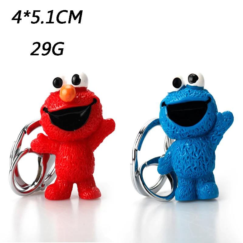 Anime Keychain Cartoon Anime Sesame Street PVC Figure Keychain Cookie Monster Doll Toys Pendant Key Chain For Children Kid Gift