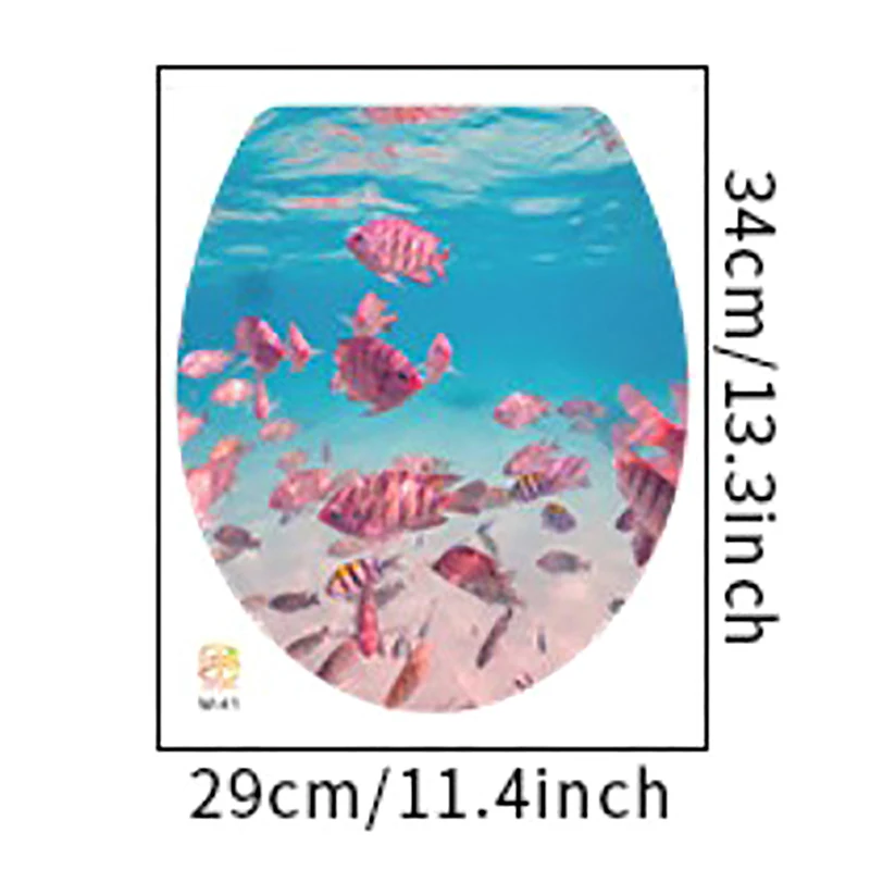 Multi Styles Undersea Animal Pattern Toilet Lid Stickers Bathroom Decoration Bathroom Removable Painting Mural Toilet Lid Cover