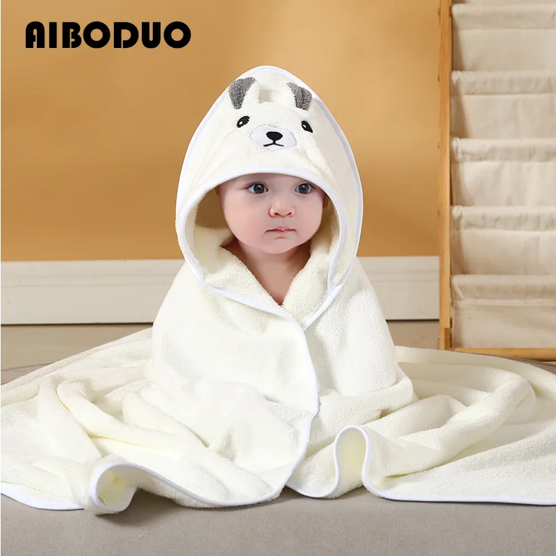 Cartoon Baby Cloak Poncho Mother and Baby Bag Coral Fleece Bath Hooded Cusheet towel cloak