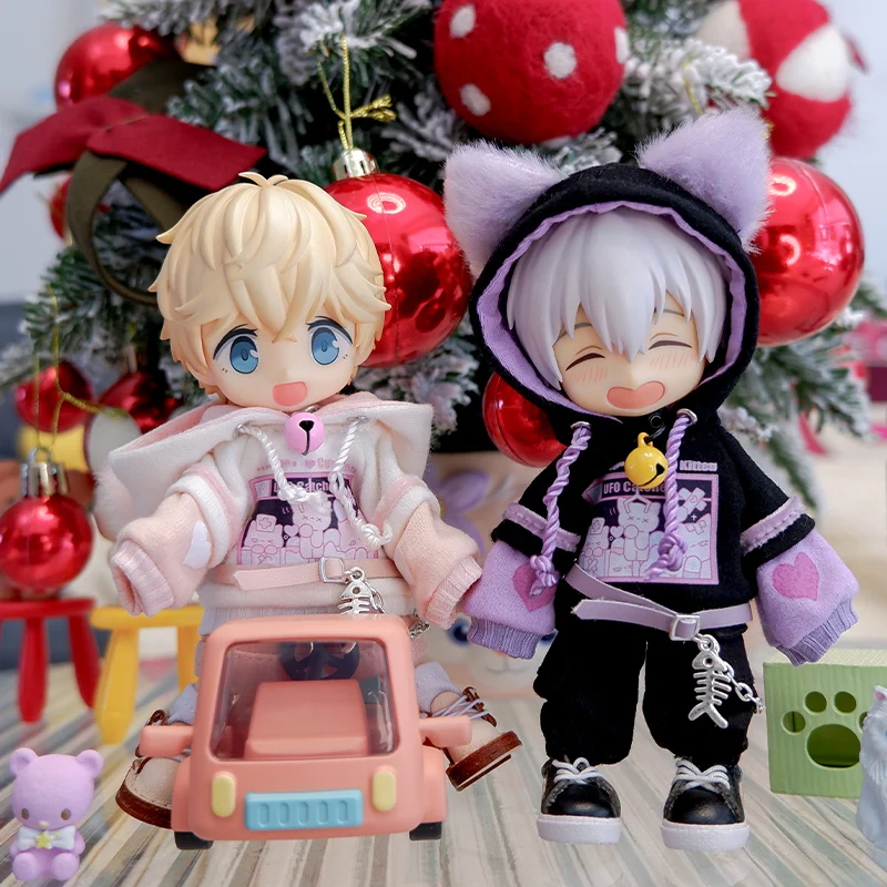 Ob11 Clothes Cat Sweatshirt Dolls Cat Ear Hoodie Casual Jacket With Bell For Obitsu11, Molly, Gsc Body, Ddf, Ymy, 1/12bjd Dolls 2