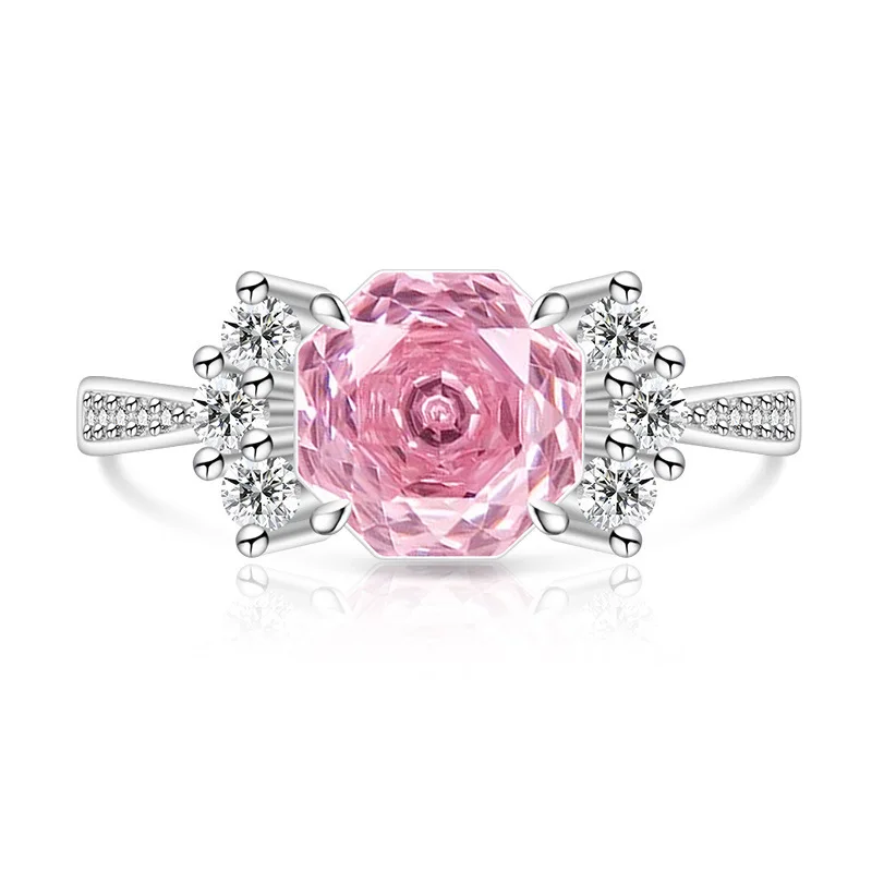 Süßer 925 Sterling Silber Luxus-Ring mit Rosenschliff-Diamanten, Süße Bonbonform, Niedlicher Schmuck – Detail 6