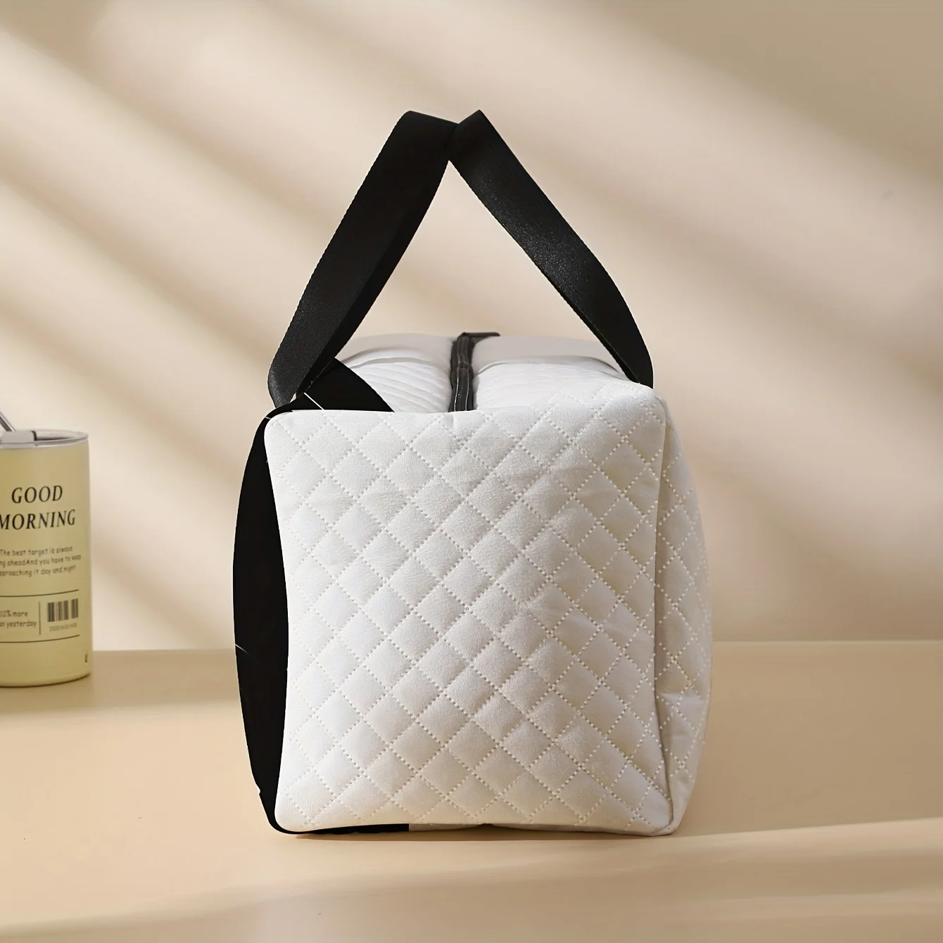 1pc，Kitten butterfly pattern printed handbag, diamond mesh large capacity travel case, portable fashionable travel bag