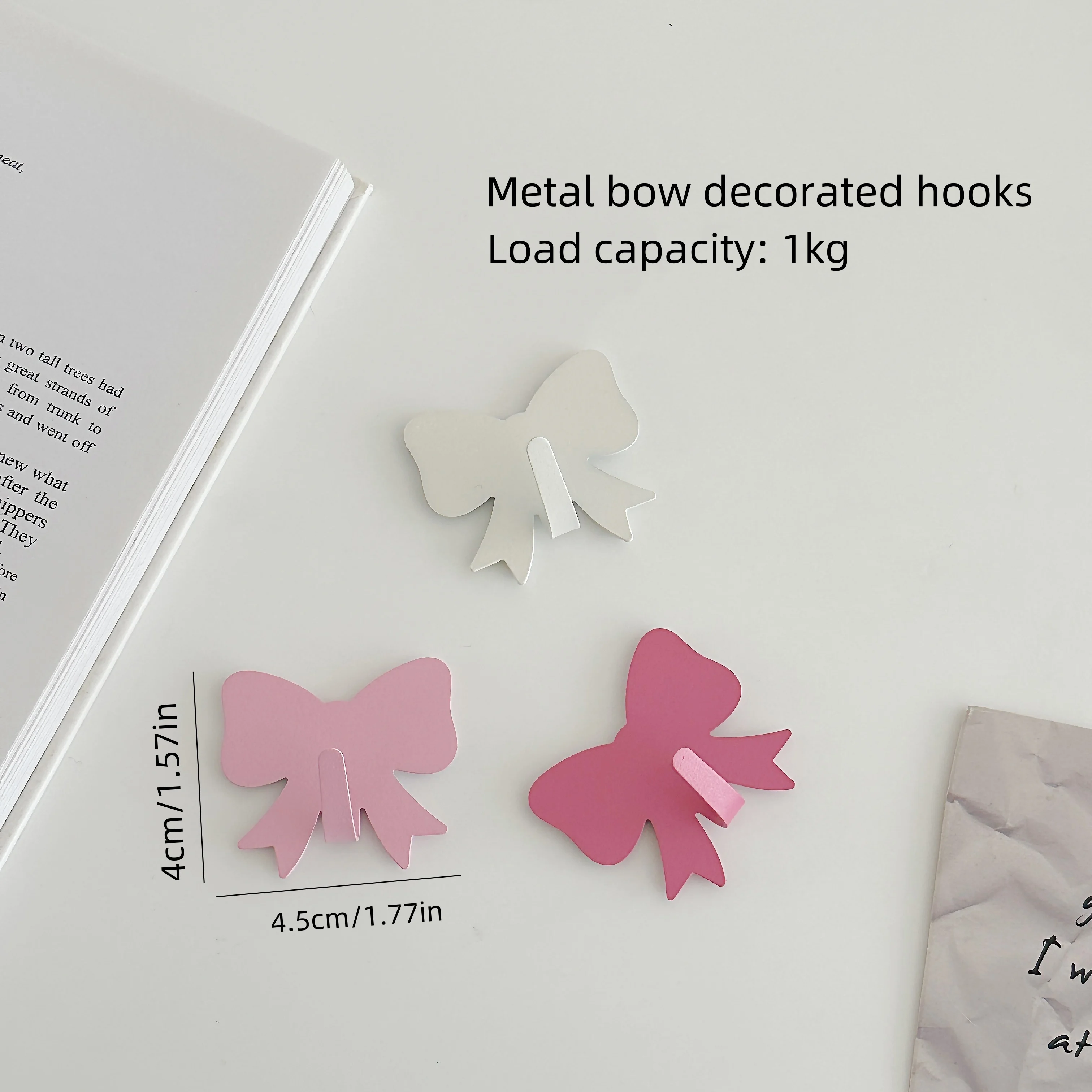 Charming Pink Bow Wall Hook - Decorative & Adhesive-Free Storage Solution