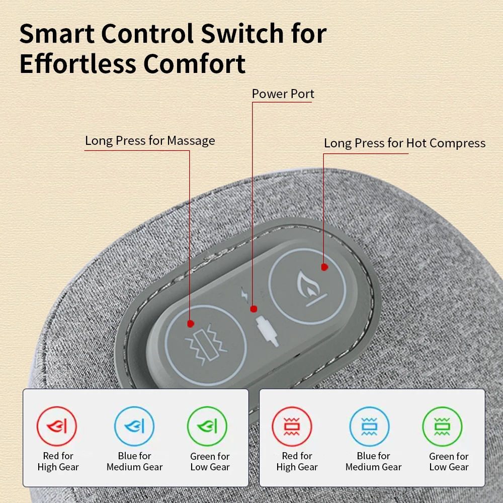 Heated Neck Massager Cervical Pillow Hot Compress Vibration Cervical Traction Device Relax Orthopedic Traction of Cervical Spine