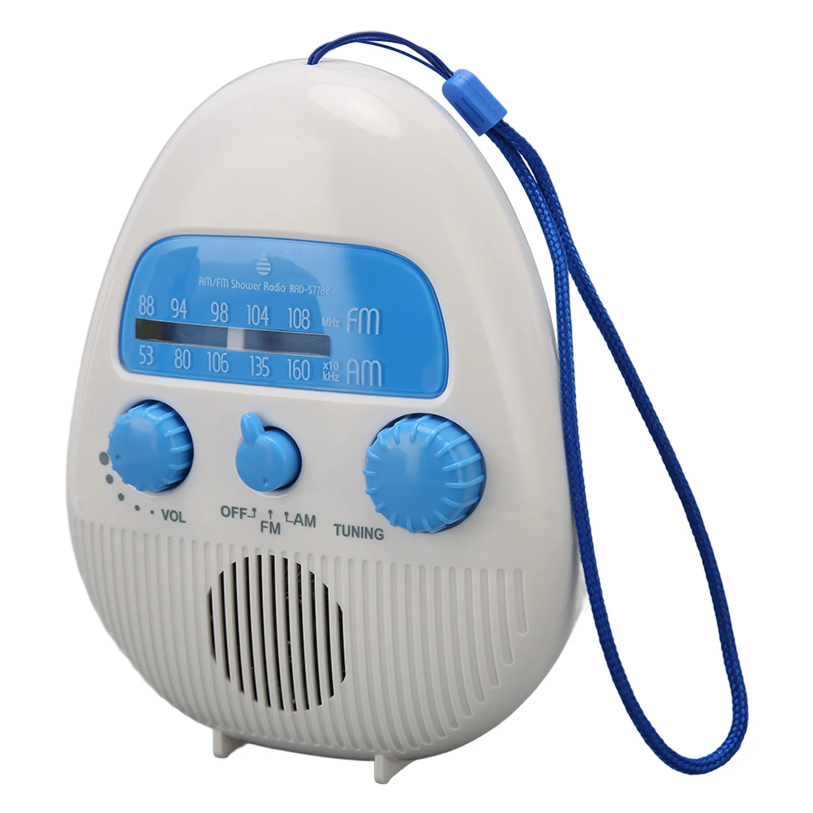 Waterproof Portable Shower Radio with Built-in Speaker, AM/FM, Battery Operated