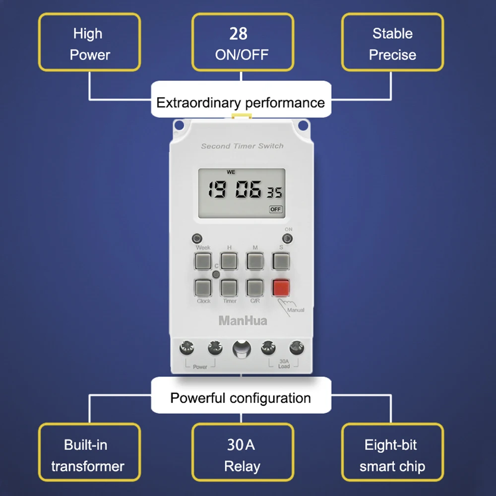 Din Rail Digital Weekly Timer 12V DC Input 7 Days Programmable 24hrs MINI  TIMER SWITCH Time Relay Output Load High Power 30A - AliExpress