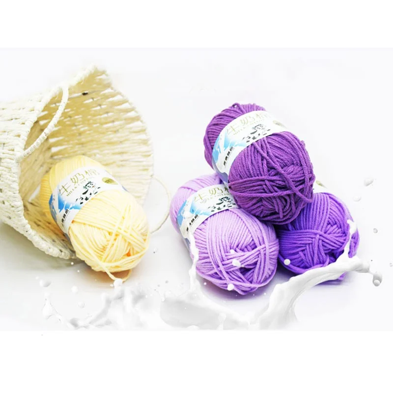 5 Strands Of Milk Cotton Thread Baby Yarn Ball Hat Blanket Doll DIY Crochet Thread Medium Thick Hand Woven Material Bag 4